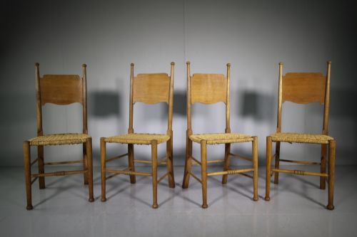 Set of Four Antique Oak Dining Chairs by William Birch.