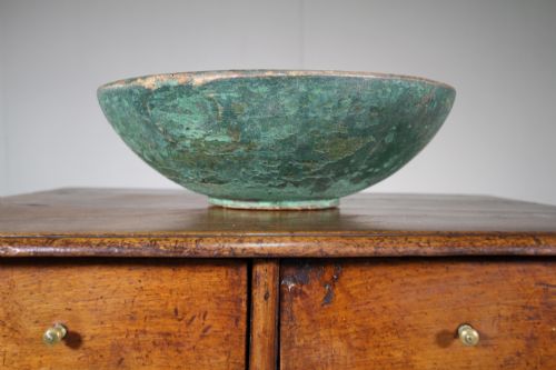 19th Century Antique Sycamore Dairy Bowl in Original Paint