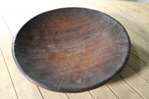 Shallow 19th Century Antique Wooden Bowl
