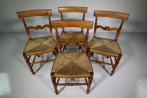 Set of Four Fruitwood Antique Dining Chairs