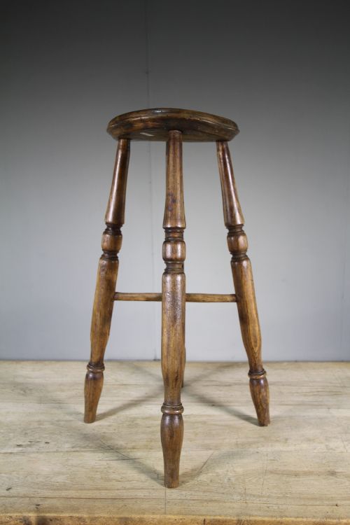 Very Tall Antique Elm Shopkeeper's Stool