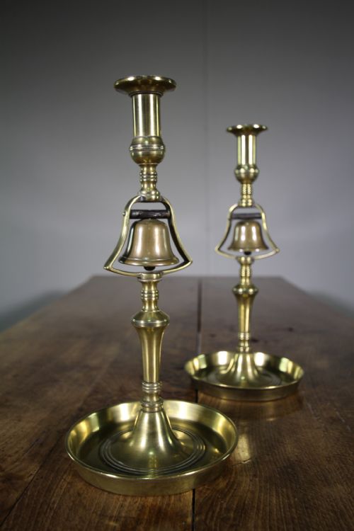 Pair of 19th Century Antique Tavern Bell Candlesticks