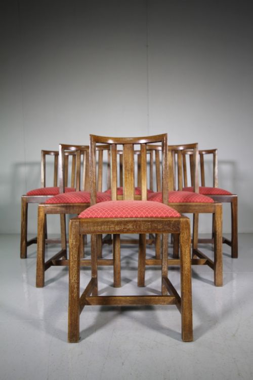 Set of Six Heals 1930'S Oak Dining Chairs - Labelled