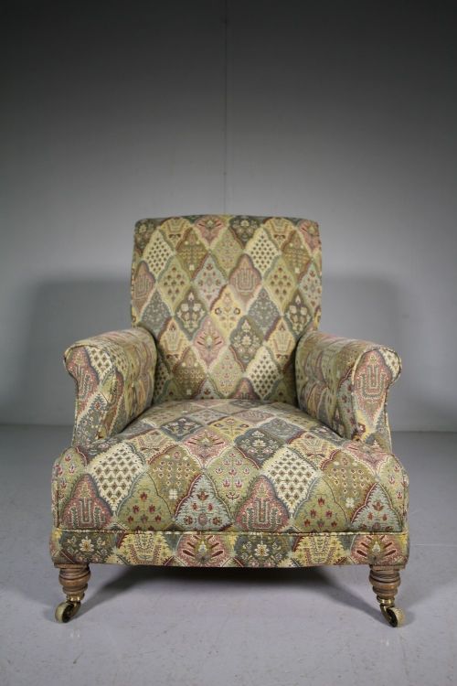 Quality English 19th Century Antique Upholstered Armchair
