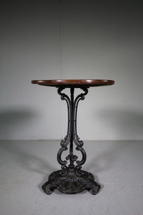 English Antique Cast Iron & Mahogany Side Table