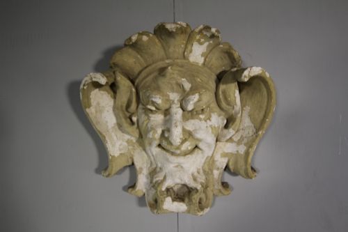 19th Century English Antique Plaster Wall Mask