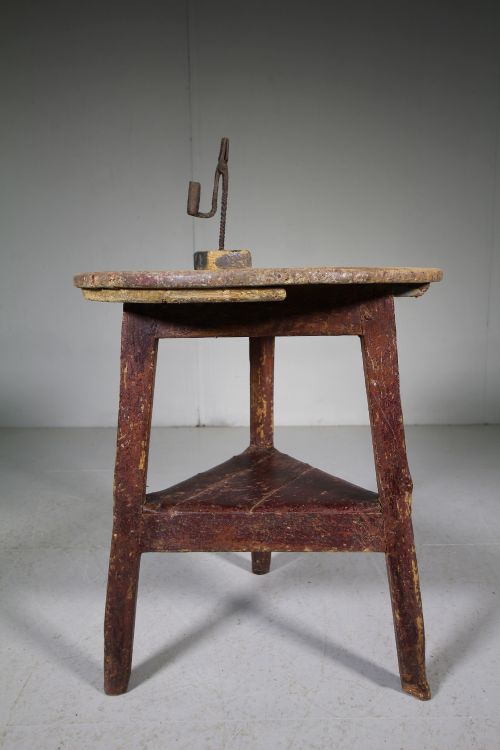 19th Century Welsh Antique Painted Pine Cricket Table