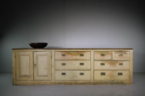Large Original Painted Pine Antique Country House Dresser
