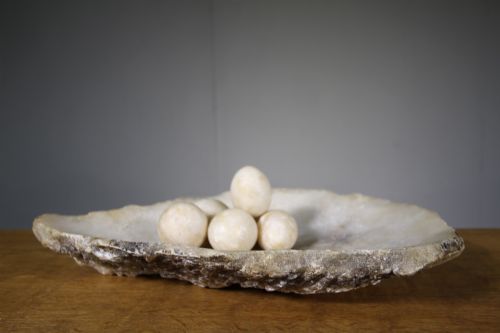 Decorative 1930'S Alabaster Shell & Six Eggs