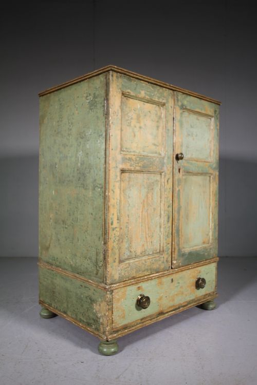 English Regency Antique Original Painted Pine Cupboard