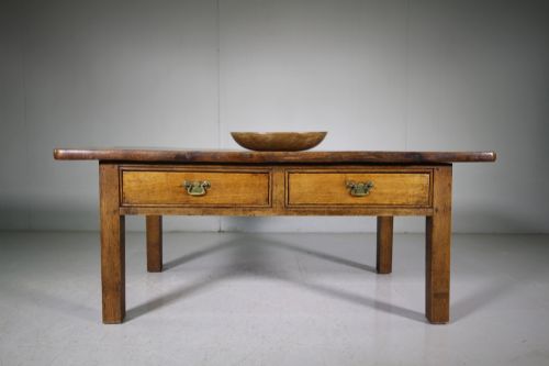 English Georgian Antique Elm Low Coffee Table