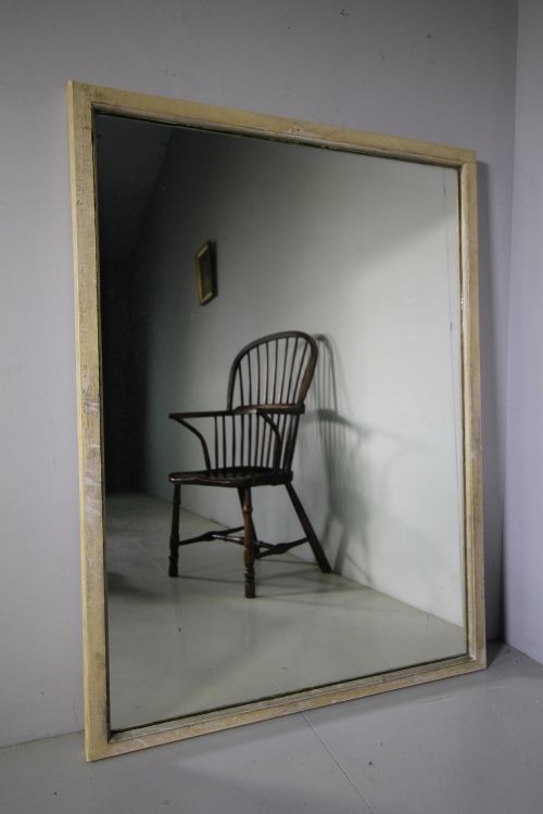 Original Cream Painted Pine 19th Century Antique Mirror