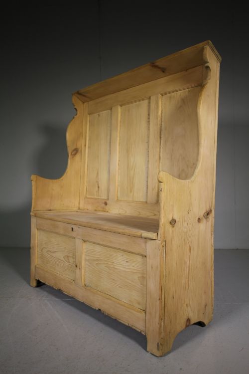 Welsh 19th Century Antique Pine Settle Seat