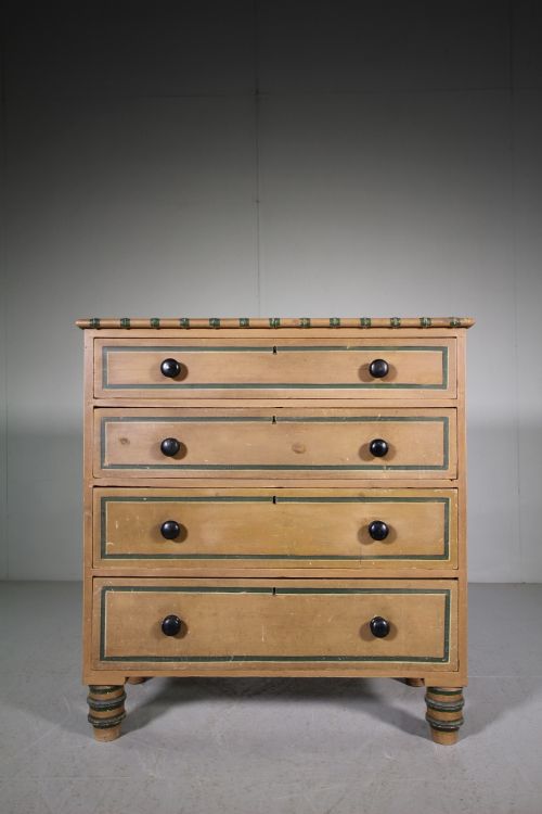 English 19th Century Antique Painted Pine Chest of Drawers