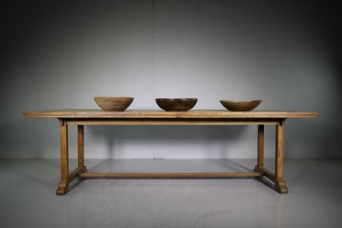 Large Edwardian Antique Oak Refectory Dining Table