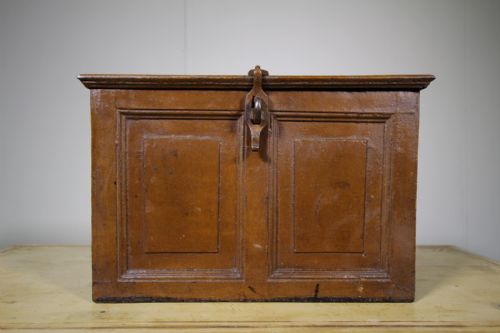English Antique Cast Iron Coffer Safe & Lock