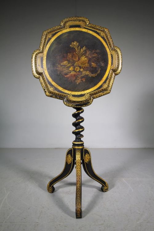 Regency Antique Paper Mache Table - Shells & Gilt
