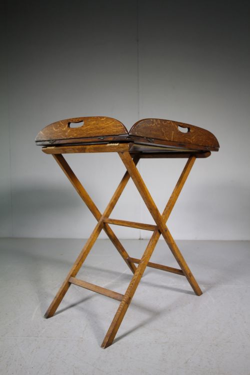 Early 19th Century Antique Oak Butlers Tray on Stand