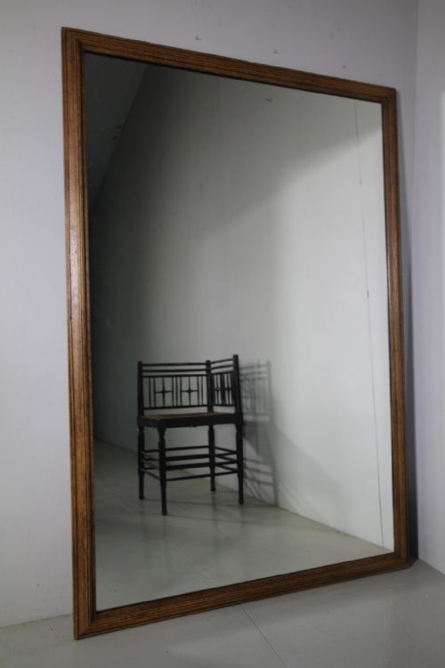 Large Edwardian Antique Oak Framed Mirror