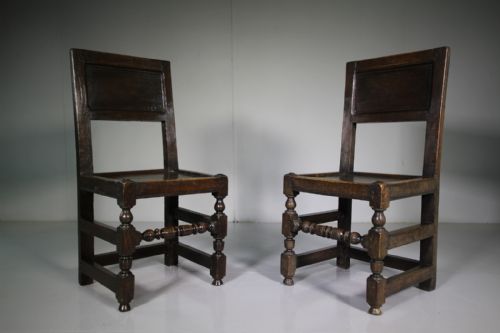 Wonderful Pair of 17th Century Antique Oak Chairs