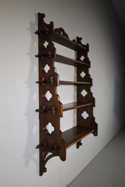Large English 19th Century Antique Oak Wall Shelves