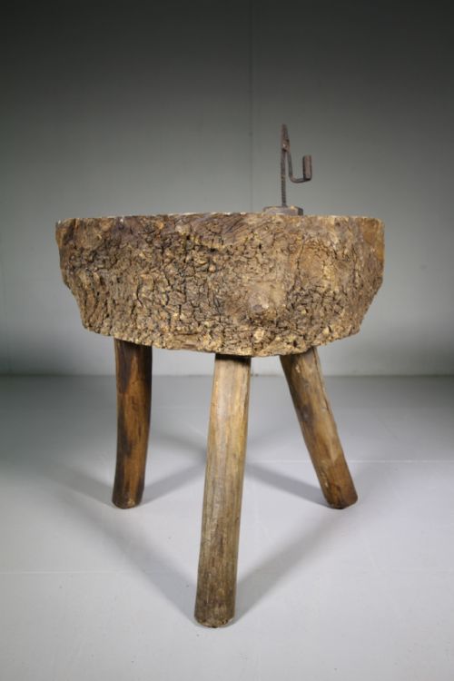 Primitive 19th Century Antique Chopping Block Table