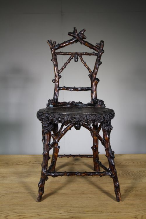Fabulous 19th Century Antique Grotto Briar Twig Chair