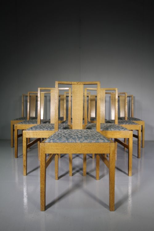 Set of Ten 1930'S Gordon Russell Oak Dining Chairs
