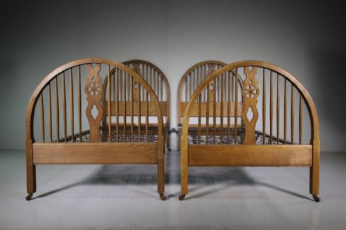 Beautiful Pair of Heals Antique Chestnut Single Beds