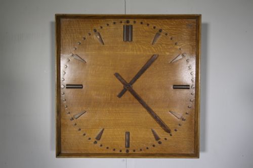 English 1950'S Oak Wall Clock - Working