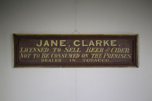 Large English Antique Painted Pine Jane Clarke Trade Sign