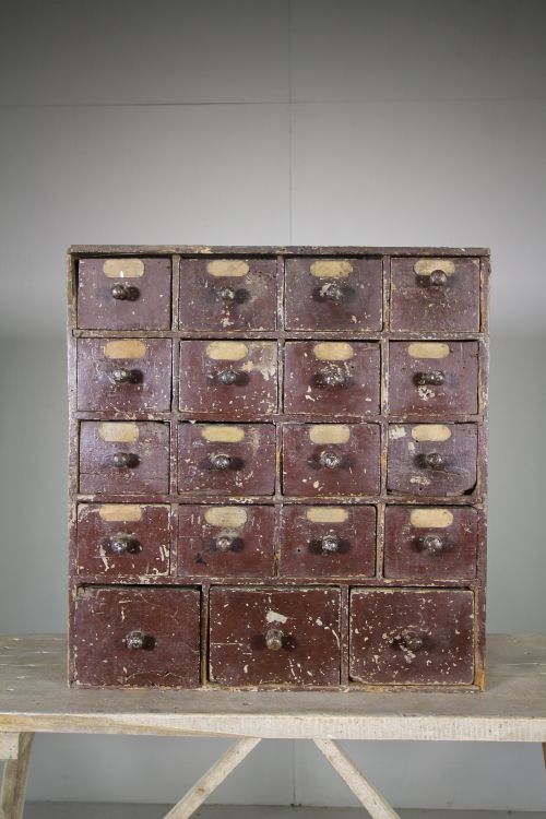 English 19th Century Antique Bank of Spice Drawers