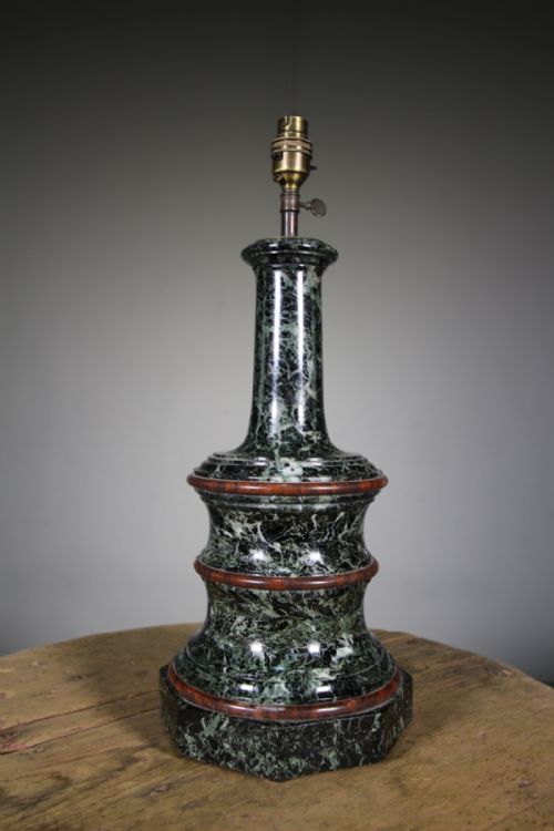 19th Century Antique Serpentine Table Lamp
