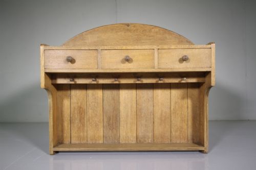 Rare Antique Oak Wall Cabinet by Heals -Labelled