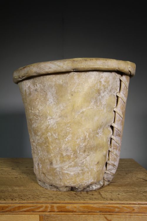 Large Edwardian Antique Skin Cotton Bobbin Bucket
