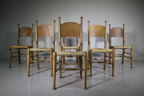Set of Six Antique Oak Dining Chairs by William Birch