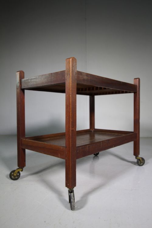 Edwardian English Antique Teak Trolley