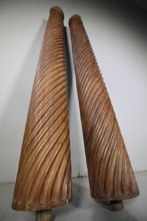 Tall Pair of 19th Century Antique Mahogany Columns