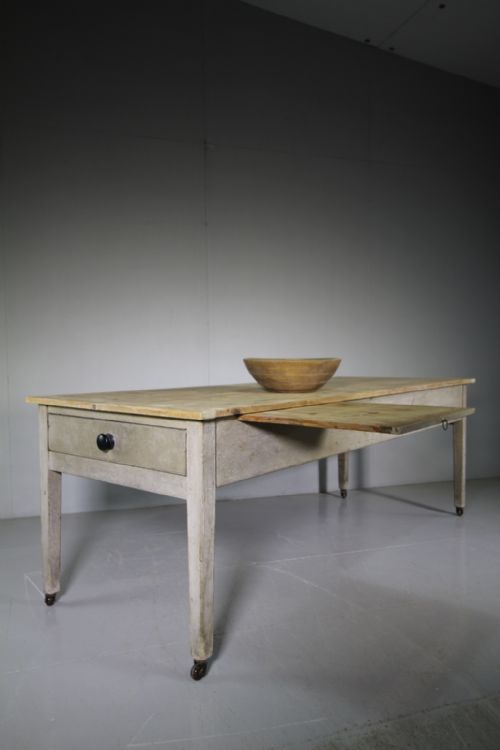 Georgian Antique Original Painted Pine Table with Bread Boards