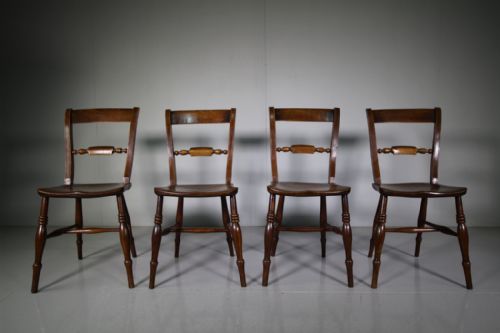 Set of Four Antique Oxford Bar Back Dining Chairs