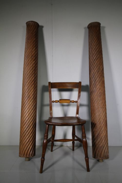 Tall Pair of 19th Century Antique Mahogany Columns