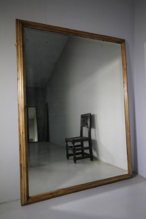 Large 19th Century English  Antique Pine Mirror