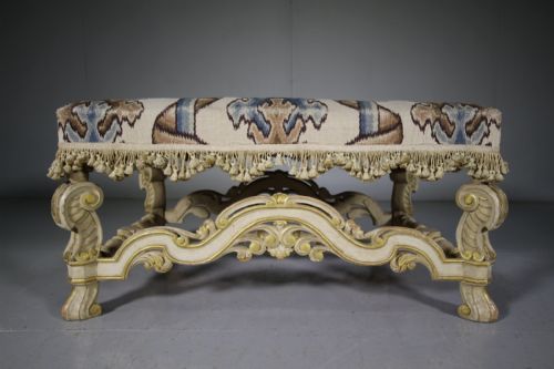 Large 19th Century Antique Upholstered Footstool