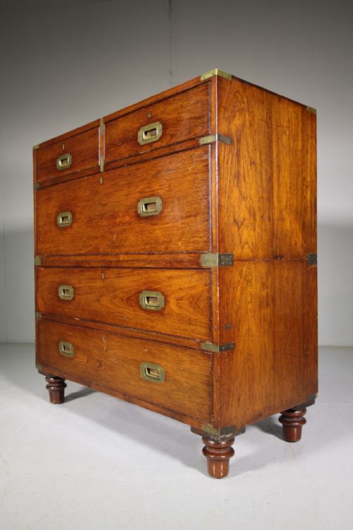19th Century Antique Military Teak Chest of Drawers
