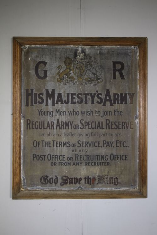 Rare First World War Antique Recruitment Metal Sign