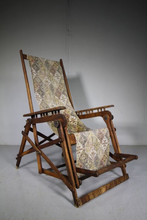 English Edwardian Antique Reclining Armchair
