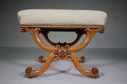 William IV Antique Upholstered X Frame Footstool
