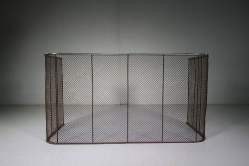 Large 19th Century Antique Fire Guard with Chromed Rail