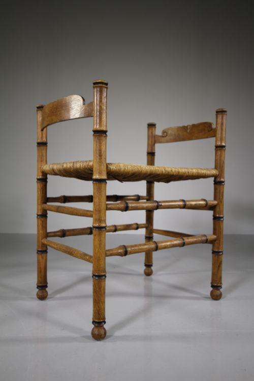 English Edwardian Simulated Bamboo Antique Stool