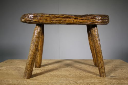 Large 18th Century Antique Elm Country Stool